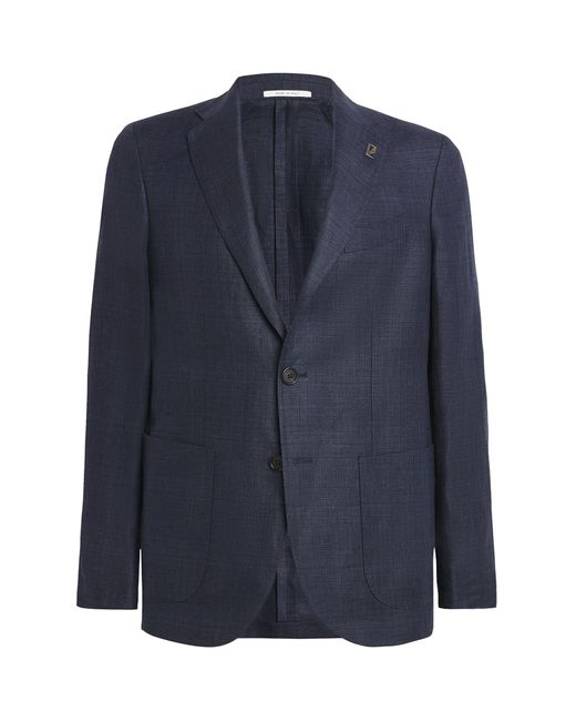 Pal Zileri Blue Linen-Wool Brera Blazer for men