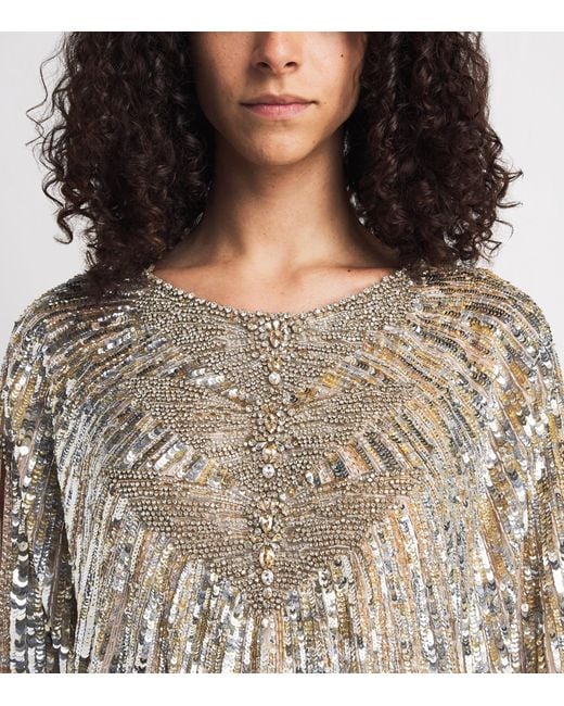Jenny Packham Natural Embellished Desert Blossom Maxi Dress