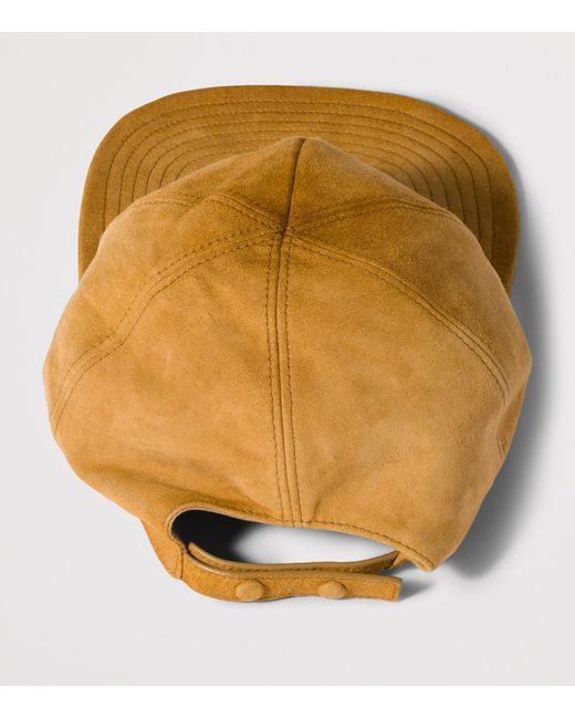 Miu Miu Natural Suede Logo Baseball Cap