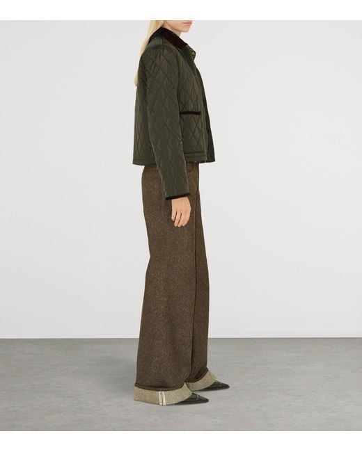Burberry Green Cropped Quilted Field Jacket