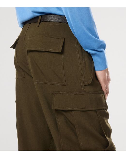 Tom Ford Green Virgin Wool-Blend Cargo Trousers for men