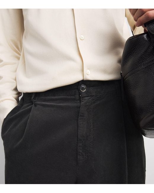 Barena Black Corduroy Straight Trousers for men