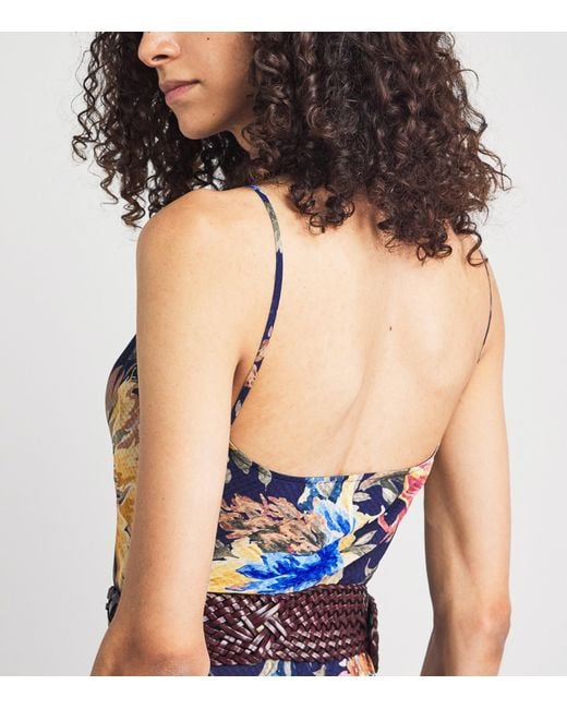 Etro Blue Seersucker Floral Maxi Dress