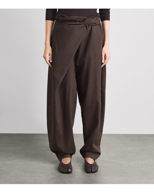 Rohe Brown Wool Sarong-Knot Trousers