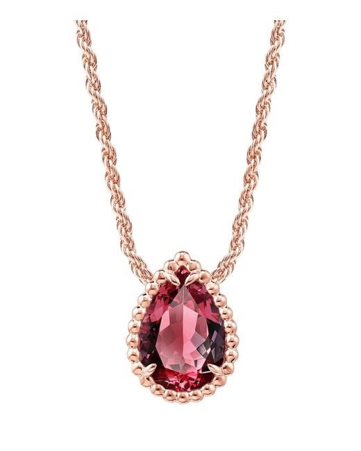 Boucheron Metallic Small Rose And Garnet Serpent Bohème Motif Necklace