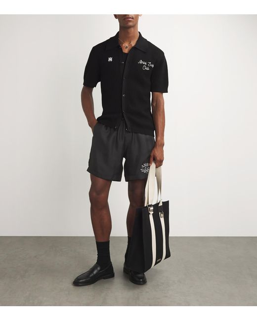 Amiri Black Silk Logo Shorts for men