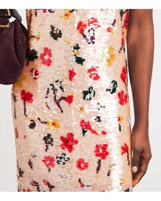 Tory Burch White Strapless Sequin Midi Dress