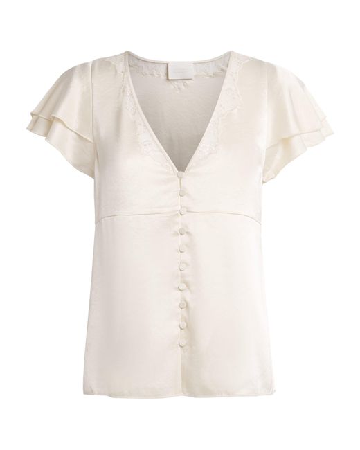 Citizens of Humanity White Lola Ruffle-Sleeve Blouse
