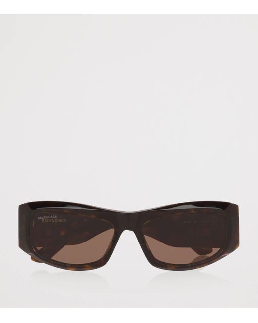 Balenciaga Brown Tortoiseshell Bb0395S Rectangular Sunglasses