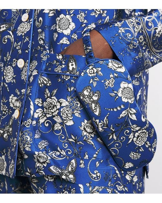 Harrods Blue Silk Butterfly Print Sleep Mask