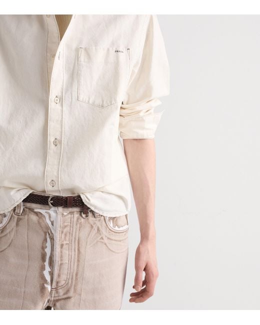 Prada White Chambray Button-Down Shirt for men
