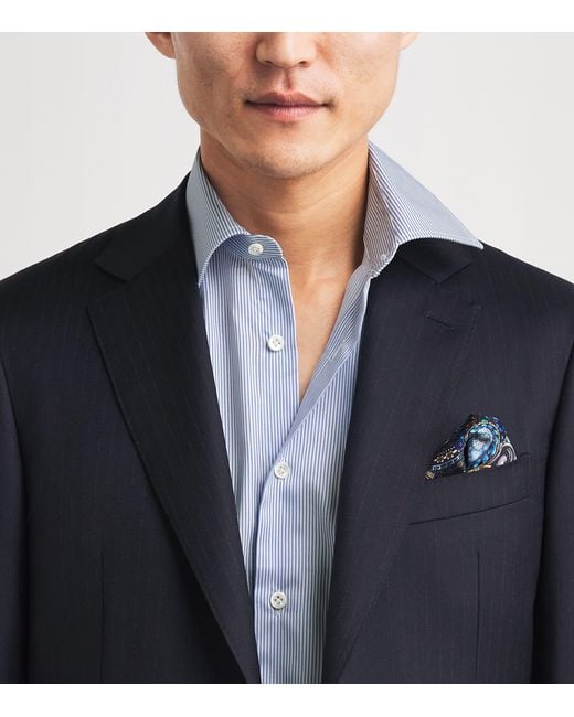 Pal Zileri Blue Cotton Stripe Shirt for men