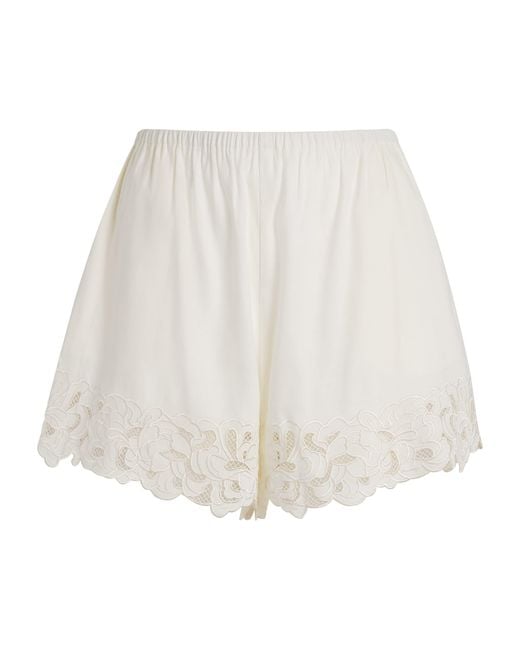 Camilla & Marc White Linen-Blend Chara Embroidered Shorts