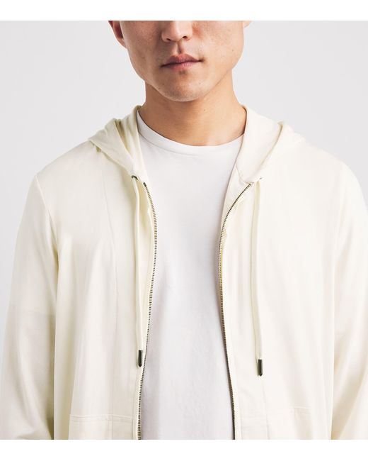 Derek Rose White Micromodal Zip-Up Hoodie for men