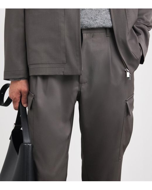 Barena Gray Stretch-Virgin Wool Pleated Trousers for men
