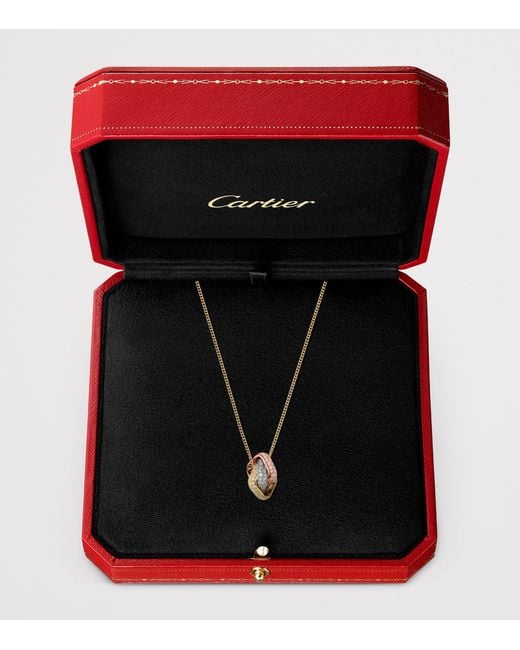 Cartier Metallic Mixed And Diamond Trinity Cushion Pendant Necklace