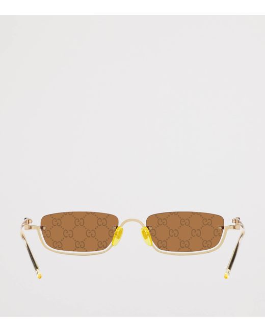 Gucci Purple Metal Logo Rectangular Sunglasses