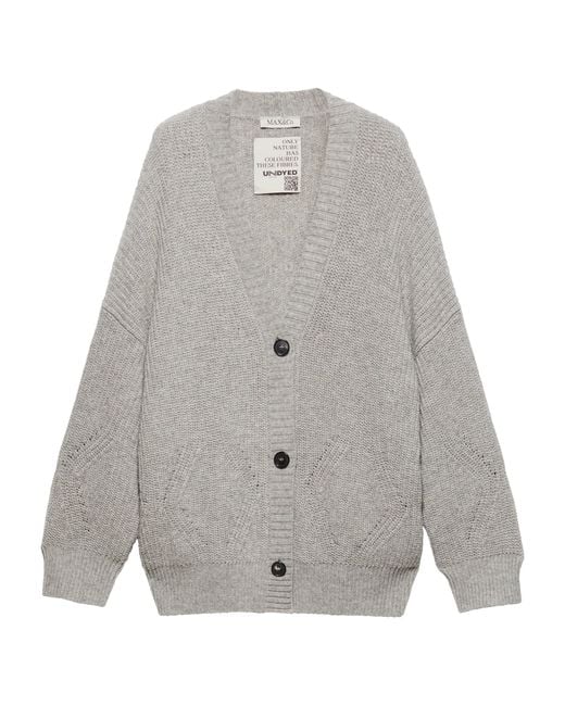 MAX&Co. Gray Wool-Blend Oversized Cardigan
