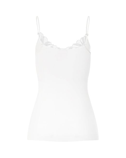 Hanro White Cotton Rosaria Tank Top