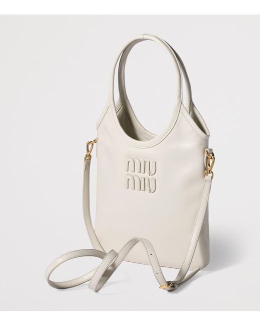 Miu Miu White Small Leather Ivy Top-Handle Bag