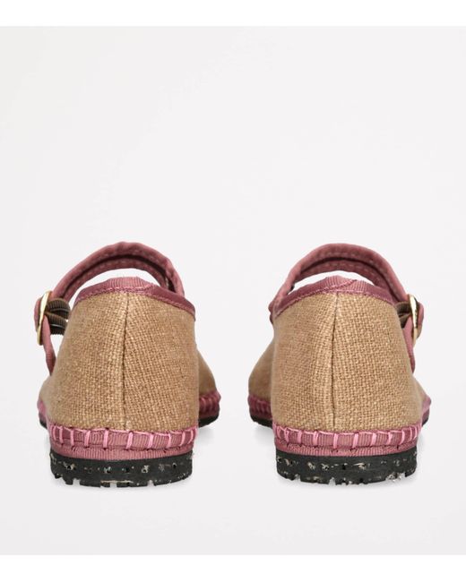 Flabelus Pink Linen Dora Mary Janes