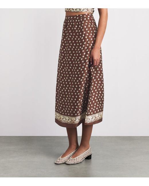 Claudie Pierlot Brown Printed Midi Skirt