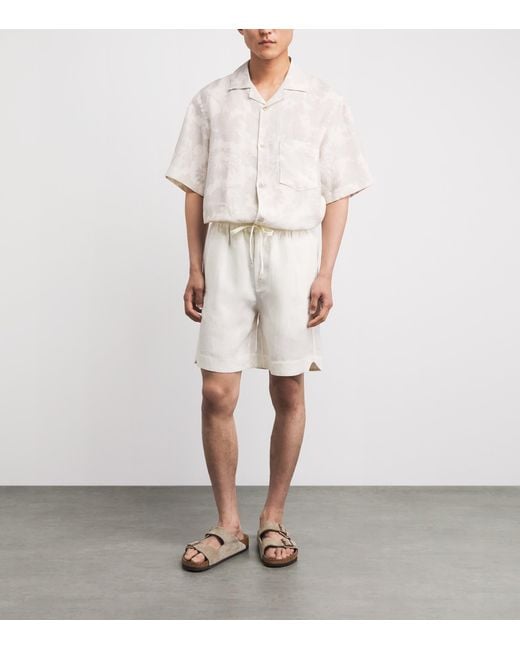 Eleventy White Linen Drawstring Bermuda Shorts for men
