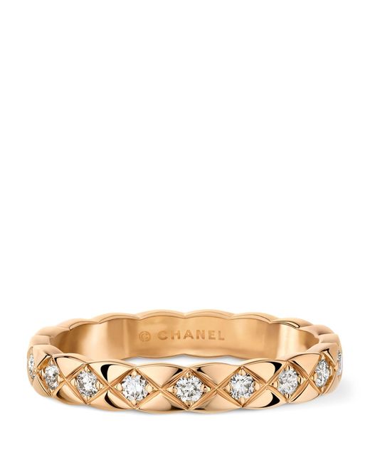 Chanel Natural Beige Gold And Diamond Coco Crush Ring