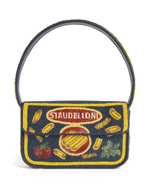 Staud Blue Beaded Tommy Shoulder Bag