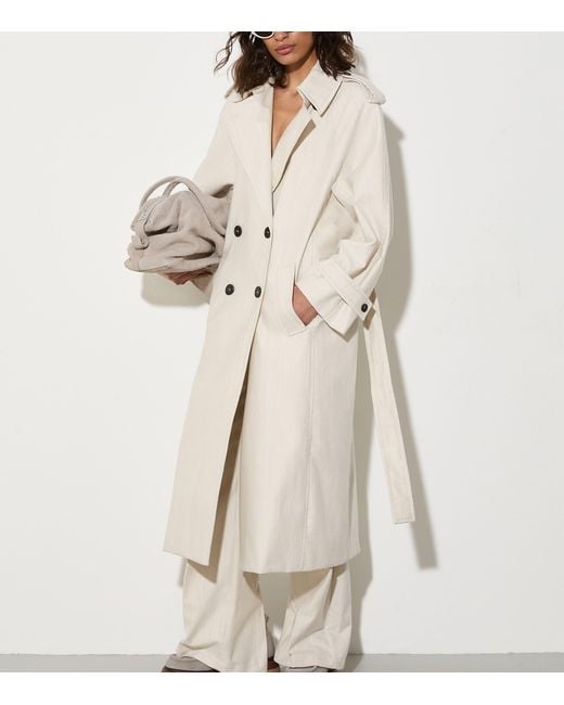 MAX&Co. White Cotton-Wool Straight Trousers