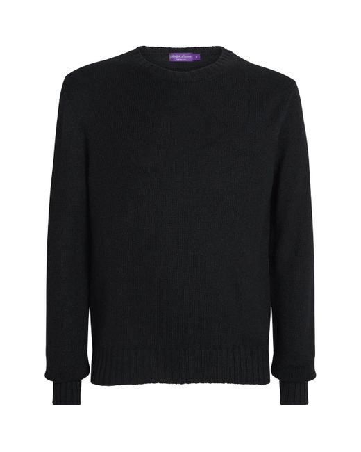 Ralph Lauren Black Silk-Linen Crew-Neck Sweater for men