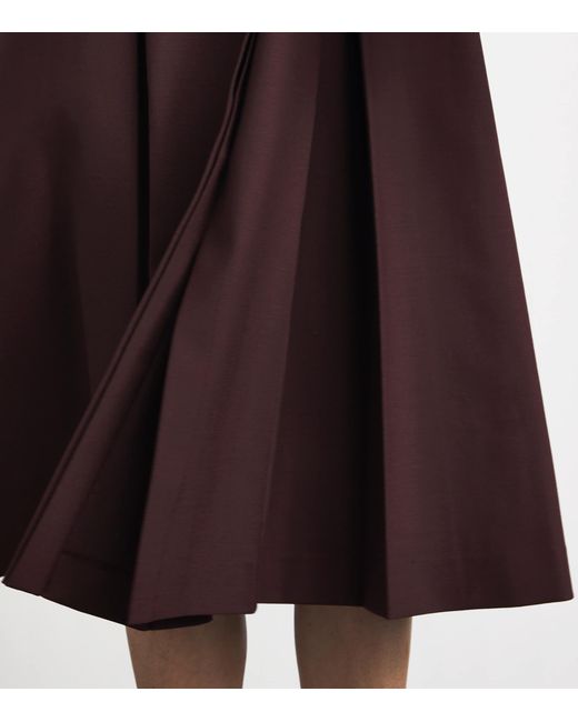 Lafayette 148 New York Purple Stretch-Wool Belted Midi Dress