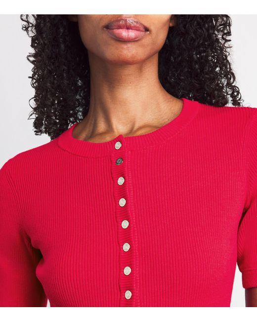 Maje Red Cotton-Blend Short Sleeve Bodysuit