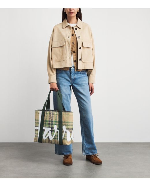 Harrods Green Medium Tartan Check Tote Bag