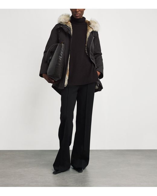 Yves Salomon Black Down-Coyote-Rabbit Parka Jacket