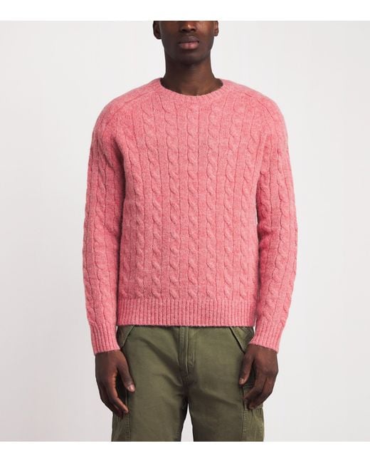 Polo Ralph Lauren Pink Wool-Blend Suede-Patch Sweater for men