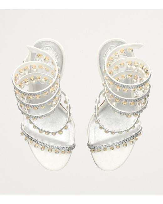 Rene Caovilla White Embellished Chandelier Heeled Sandals 105