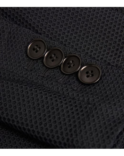 Giorgio Armani Black Technical-waffle Icon Blazer for men