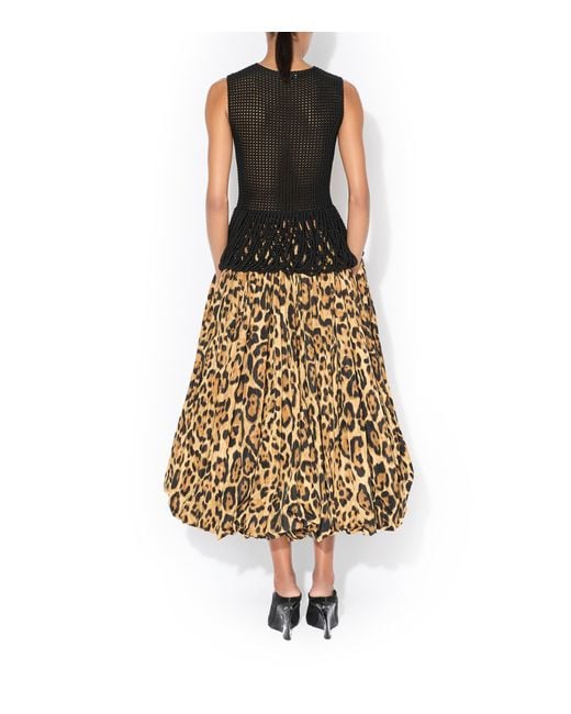 Alaïa Natural Leopard-Print Bubble Midi Skirt