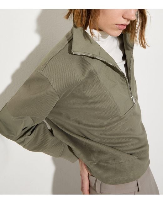 MAX&Co. Green Cotton Jersey-Blend Half-Zip Sweatshirt