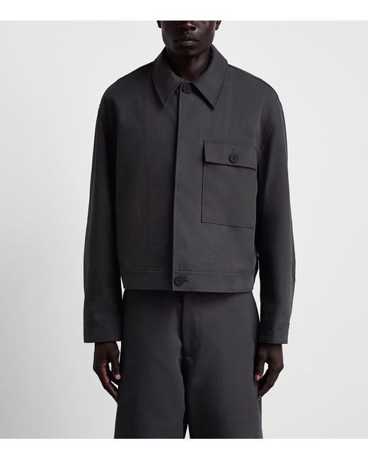 Studio Nicholson Black Cotton Concealed Placket Overshirt for men