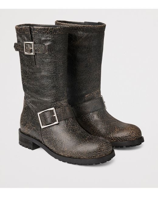 Jimmy Choo Black Leather Biker Boots