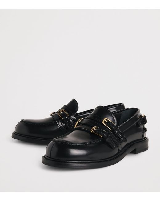 Sandro Black Leather Buckled Loafers