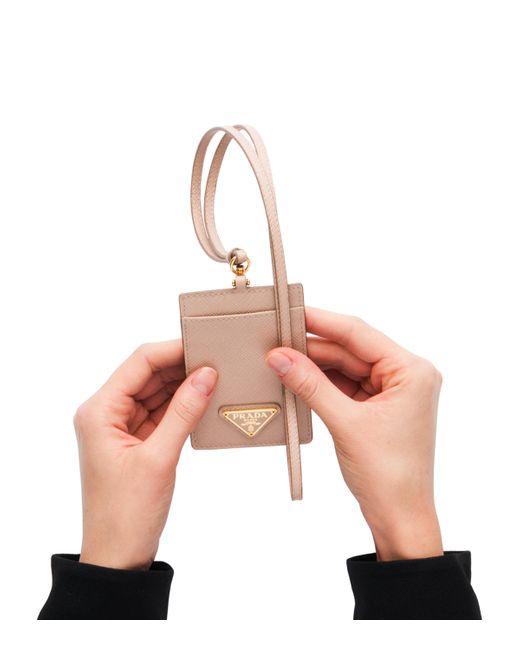 Prada White Saffiano Leather Badge Holder