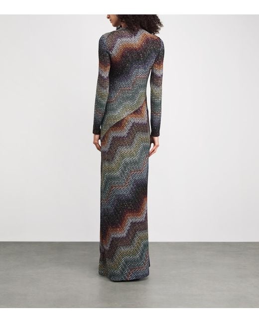 Missoni Gray Sequin Zigzag Maxi Dress