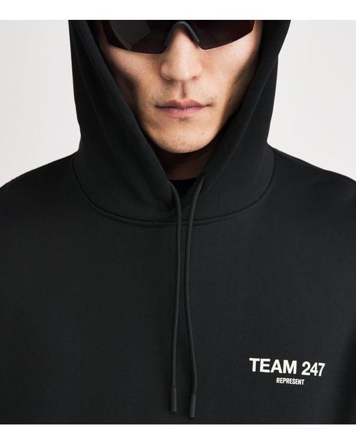 REPRESENT 247 Black Cotton Team 247 Hoodie for men