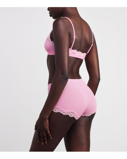 Skims Pink Lace-Trim Fits Everybody Boyshort Briefs