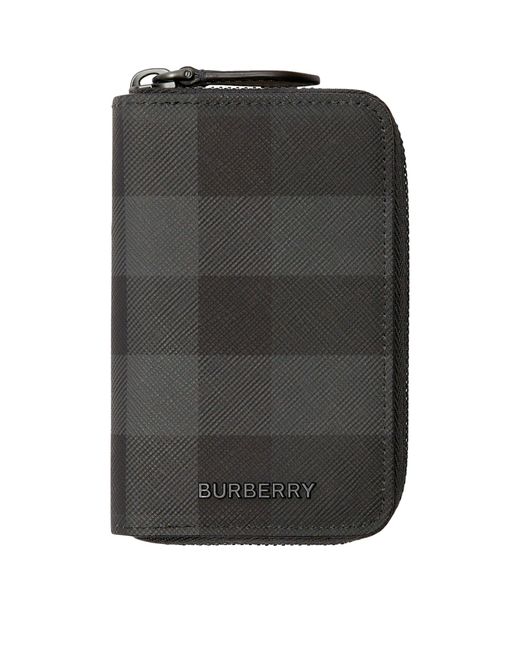 Burberry Black Check Print Zip-up Wallet for men