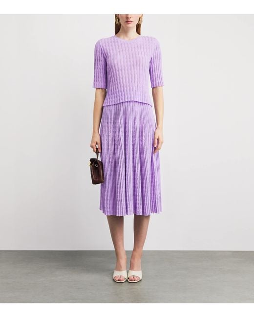 Valentino Purple Organic Cotton-Blend Fuerteventura Midi Skirt