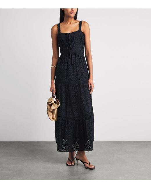 Ulla Johnson Blue Broderie Anglaise Constance Maxi Dress